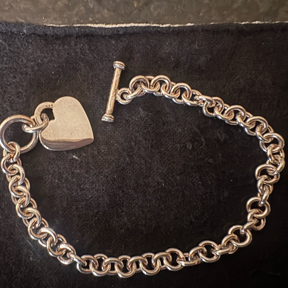Sterling Silver Heart Toggle Bracelet